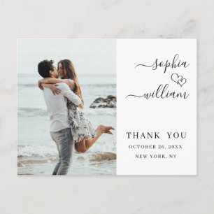 Einfach Elegant Wedding Hearts Foto Vielen Dank Postkarte