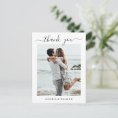 Einfach Elegant Wedding Hearts Foto Vielen Dank Postkarte (Stehend Vorderseite)