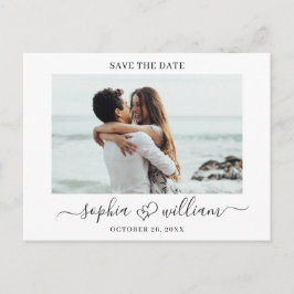 Einfach Elegant Wedding Hearts Save the Date Foto Postkarte