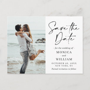 Einfach Elegant Wedding Hearts Save the Date Foto Postkarte
