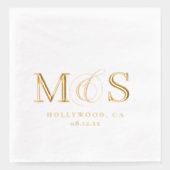 Einfach Elegant Wedding Initials ID1022 Servietten Mit Folie (Vorderseite)