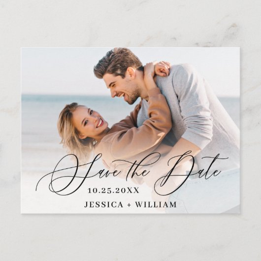 Einfach Elegant Wedding Save the Date Foto Postkarte (Vorderseite)