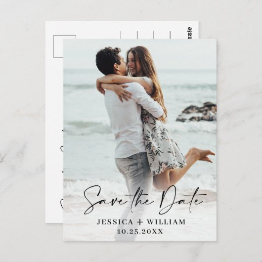Einfach Elegant Wedding Save the Date Foto Postkarte (Vorne/Hinten)
