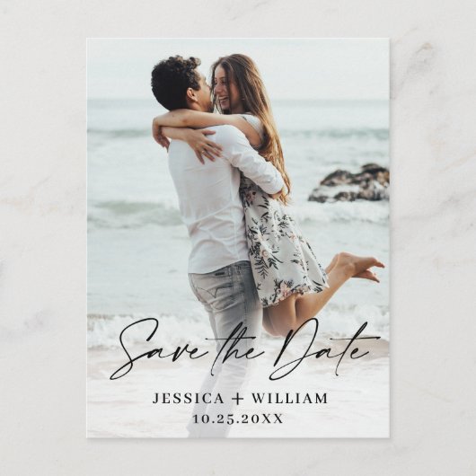 Einfach Elegant Wedding Save the Date Foto Postkarte (Vorderseite)