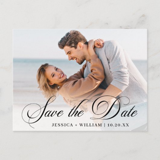 Einfach Elegant Wedding Save the Date Foto Postkarte (Vorderseite)