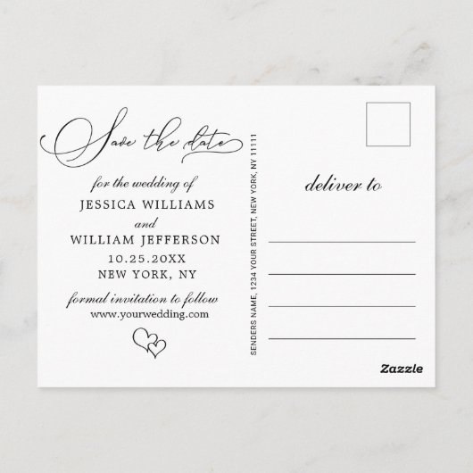 Einfach Elegant Wedding Save the Date Foto Postkarte (Rückseite)