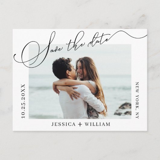 Einfach Elegant Wedding Save the Date Foto Postkarte (Vorderseite)