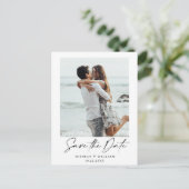 Einfach Elegant Wedding Save the Date Foto Simple Postkarte (Stehend Vorderseite)
