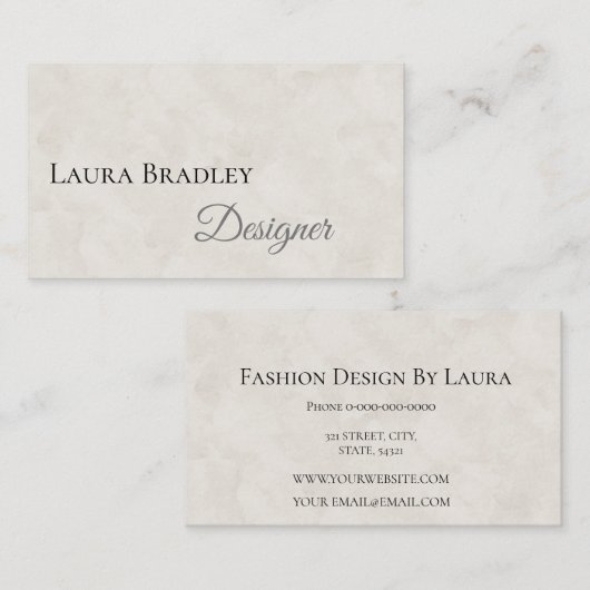 Einfach elegant weiß mit schwarzem Script Visitenkarte (Vorne/Hinten)