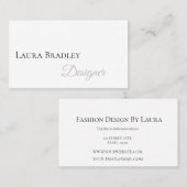 Einfach elegant weiß mit schwarzem Script Visitenkarte (Vorne/Hinten)