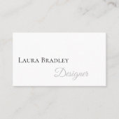 Einfach elegant weiß mit schwarzem Script Visitenkarte (Vorderseite)