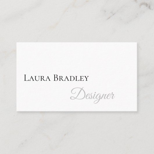 Einfach elegant weiß mit schwarzem Script Visitenkarte (Vorderseite)