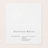Einfach Elegant Weiß Professionell Modern Visitenkarten (Außenseite Aufgefaltet)