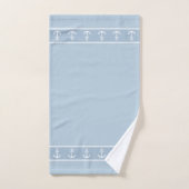 Einfach, elegant, weiße Anker auf Hellblau Badhandtuch Set (Handtuch)