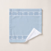Einfach, elegant, weiße Anker auf Hellblau Badhandtuch Set (Waschlappen)