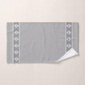 Einfach, elegant, weiße Blumen auf hellgrau Badhandtuch Set (Handtuch)