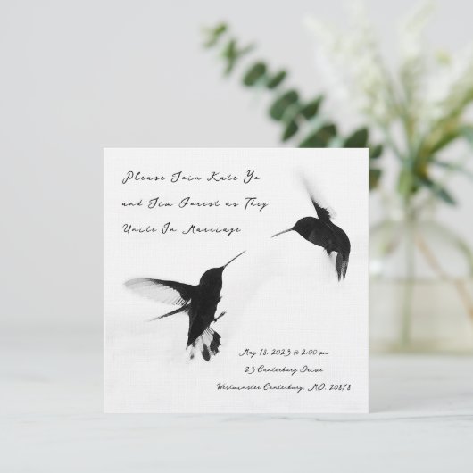 Einfach elegante Ankündigung mit Liebesvögeln (Stehend Vorderseite)