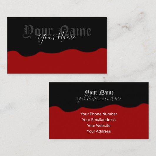 Einfach elegante antike schwarze und bordeaux Well Visitenkarte (Vorne/Hinten)