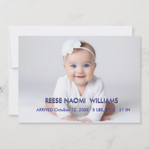Einfach elegante Baby-Foto-Geburtsanzeige für Mädc Ankündigung