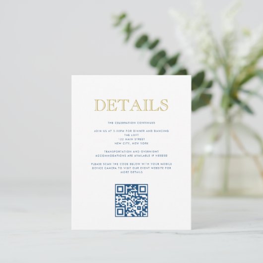 Einfach elegante Bar Mitzvah-QR Code Detail Card Einladung (Stehend Vorderseite)
