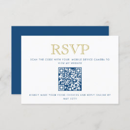 Einfach elegante, Blue Gold QR Code Antwortkarte Einladung