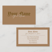 Einfach elegante, braune, alte Buchstaben Visitenkarte (Vorne/Hinten)