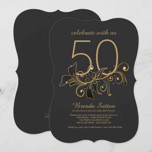 Einfach elegante Einladung (Vorne/Hinten)