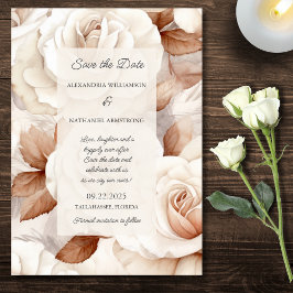 Einfach elegante Elfenbein & Rost Rose Hochzeit Save The Date