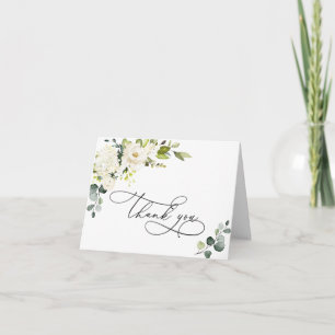 Einfach Elegante Eukalyptus Weiße Rosen Floral Dankeskarte