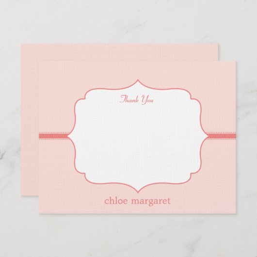 Einfach elegante Flat Dankeschön Card - Rosa Dankeskarte (Vorne/Hinten)