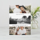 Einfach elegante Foto Grid Wedding Save The Date (Stehend Vorderseite)