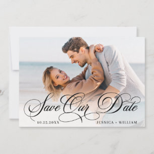 Einfach Elegante Foto-Hochzeit 2 FOTO Save The Date