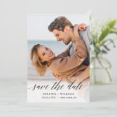 Einfach elegante Foto-Hochzeit Save The Date (Stehend Vorderseite)