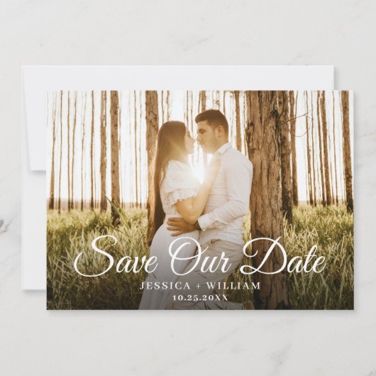 Einfach elegante Foto-Hochzeit Save The Date (Vorderseite)