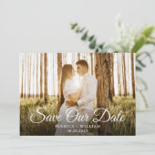 Einfach elegante Foto-Hochzeit Save The Date (Stehend Vorderseite)