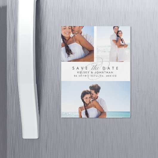 Einfach elegante Fotocollage Save the Date Magneteinladung