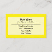 Einfach elegante, gelbe antike Buchstaben Visitenkarte (Rückseite)