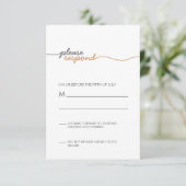 Einfach elegante Gold-Reaktion RSVP Karte (Stehend Vorderseite)