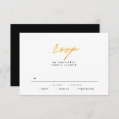 Einfach elegante Goldfoil- und White-Text-Hochzeit RSVP Karte (Vorne/Hinten)