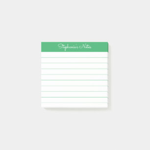 Einfach Elegante Grüne Personalisierte Lined Post-it Klebezettel