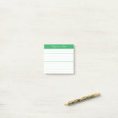 Einfach Elegante Grüne Personalisierte Lined Post-it Klebezettel (Auf Schreibtisch)