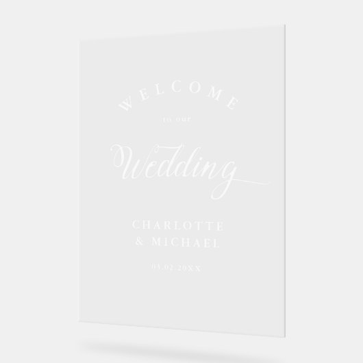 Einfach, elegante Hochzeit Acrylschild (Winkel)