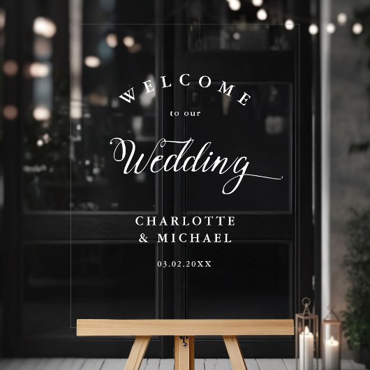 Einfach, elegante Hochzeit Acrylschild
