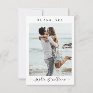 Einfach Elegante Hochzeit Herzen Einfach 2 Foto Dankeskarte