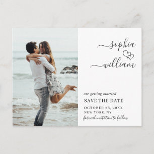 Einfach elegante Hochzeit Save the Date Foto Postkarte
