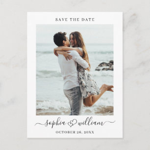 Einfach elegante Hochzeit Save the Date Foto Postkarte