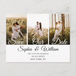 Einfach elegante Hochzeit - 'Save the Date' mit 3  Postkarte