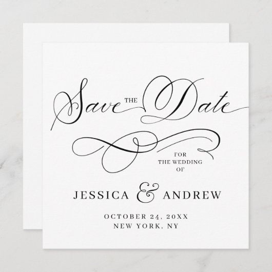 Einfach elegante Hochzeiten speichern Save The Date (Vorne/Hinten)