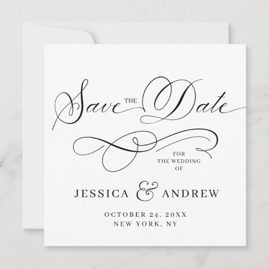 Einfach elegante Hochzeiten speichern Save The Date (Vorderseite)