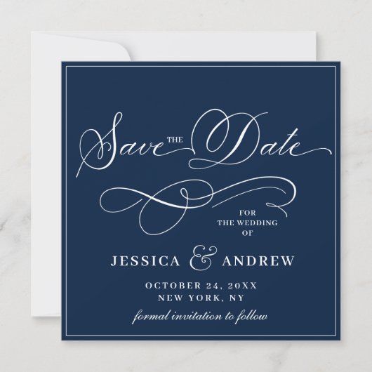 Einfach elegante Hochzeiten speichern Save The Date (Vorderseite)
